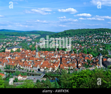 Panorama-Aufnahme von Hannoversch Muenden, Weserbergland, Niedersachsen, Deutschland, Europa Stockfoto