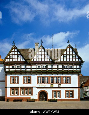 Rathaus im Fachwerk-Stil in Blomberg, Nordrhein-Westfalen, Deutschland, Europa Stockfoto