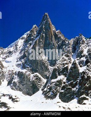 Mt. Aiguille du Dru, Mont-Blanc-Massiv, Savoyer Alpen, Frankreich Stockfoto