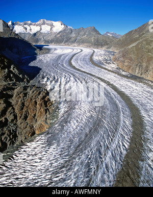 Aletschgletscher, Jungfrauregion, Aletsch, UNESCO-Weltkulturerbe, Berner Alpen, Wallis, Schweiz, Europa Stockfoto