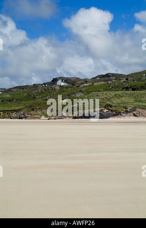 dh Bagh a phollain POLIN BAY BEACH SUTHERLAND SCOTLAND Village Hütten mit Blick auf weißen Sand Croft House Cottage abgelegen Stockfoto