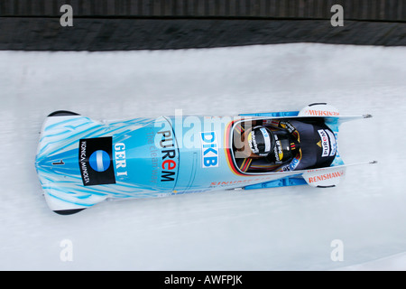 Luge, Damendoppel, Sandra Kiriasis und Anja Schneiderheinze, FIL Europäische Luge Meisterschaften 2007, Winterberg, Deutschland, Eur Stockfoto