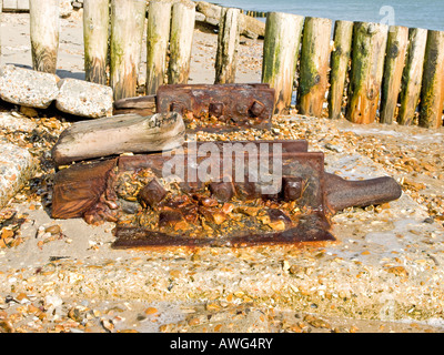 Teil der Überreste der Strukturen bauen in Lepe in Hampshire UK für den d-Day Landungen während des 2. Weltkrieges. Stockfoto