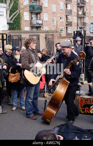 Straßenmusikanten fotografiert Portobello Road London März 2008 Stockfoto