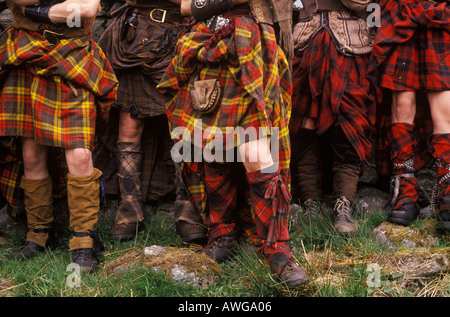 Schottischer Schottenschottenkilt Schottland Kilt wird zu Sporran getragen, der die traditionelle lange Highland-Kleidung trägt. Schottland 1990er Jahre Großbritannien HOMER SYKES Stockfoto