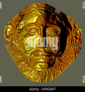 Maske des Agamemnon Mykene goldene Totenmaske Griechisch Griechenland König Troy Trojanischen Krieg Archäologisches Museum Athen Agamemnon Stockfoto