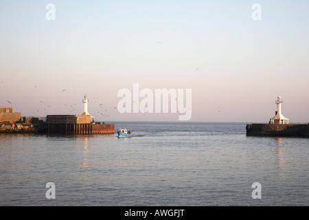 Boot fährt Hafen Stockfoto