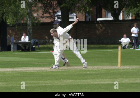 Bowler im Cricket Match UK Stockfoto