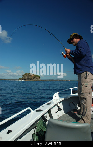 Ich fange meine ersten Mack Thunfisch Maroochydore Queensland Australien dsc 9356 Stockfoto