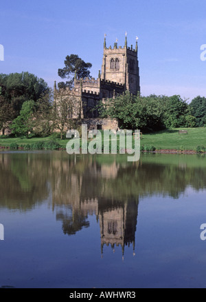 Ländliche Kirche Holy Trinity Chapel Staunton Harold Estate & See in Leicestershire Landschaft England UK Stockfoto