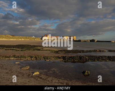 Beadnell Strandsand Northumberland Küste Kalköfen Nordengland August 2007 Stockfoto