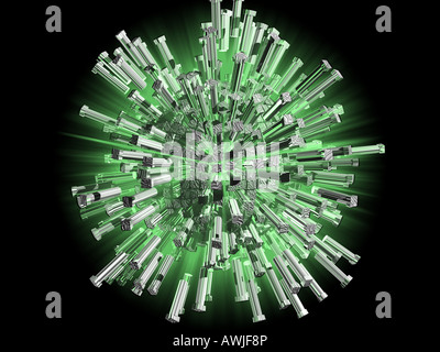 Grüne explodierenden Virus-Ball. Stockfoto