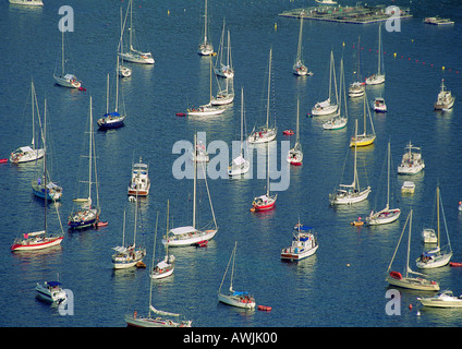 Boote im Hafen, Korsika, Frankreich Stockfoto