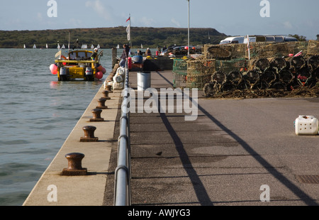 Ein typischer Morgen am Mudeford Quay. Stockfoto