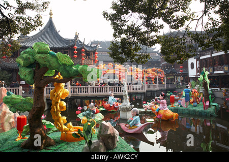 Yu Yuan Garten Teich Altstadt im Stadtteil Puxi in Shanghai China Asien Stockfoto