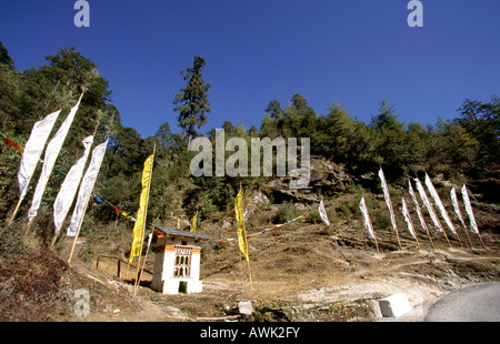 Bhutan Dorcho La Wasser angetriebene Gebetsmühle Stockfoto