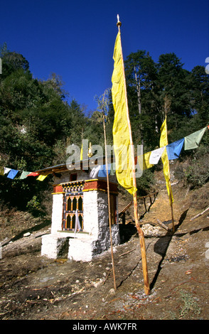 Bhutan Dorcho La Wasser angetriebene Gebetsmühle Stockfoto