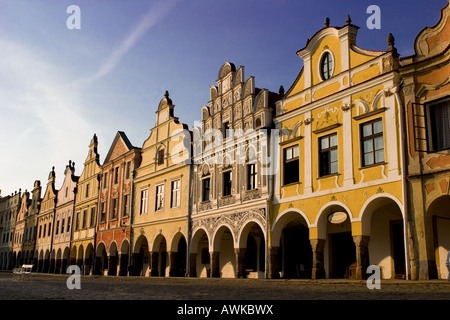 Sgraffito geschmückt Gebäude in Telč, Tschechische Republik Stockfoto