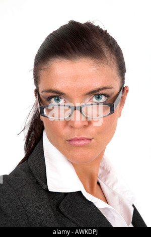 Porträt von eine Geschäftsfrau mit Brille Stockfoto
