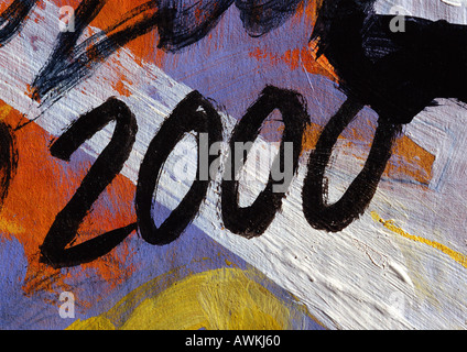 2000-Text auf lackierten Oberfläche Stockfoto