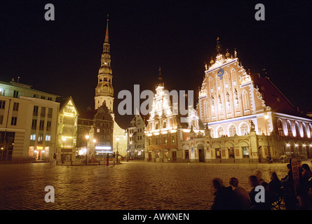 Marktplatz in der Altstadt in Riga, Lettland Stockfoto