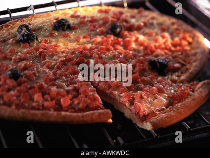 Pizza auf Stikkenwagen, Nahaufnahme Stockfoto