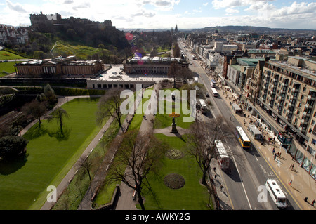 Luftaufnahme des Princes Street Gardens-Edinburgh Stockfoto