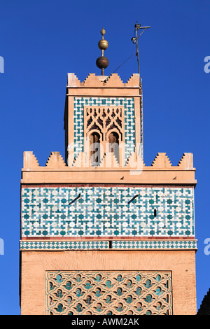 Minarett, Kasbah Moschee im Medina Viertel, Marrakesch, Marokko, Afrika Stockfoto