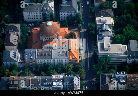 Erhöhte Ansicht der Synagoge in City, Frankfurt am Main, Hessen, Deutschland Stockfoto