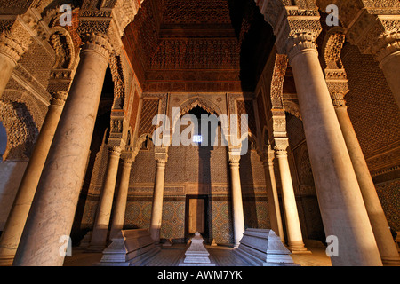 Prächtige Mausoleum mit hölzernen Kuppel, Saadien Gräber, Medina, Marokko, Afrika Stockfoto