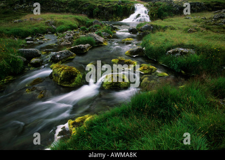 Dynjandi Wasserfall, Island, Atlantik Stockfoto