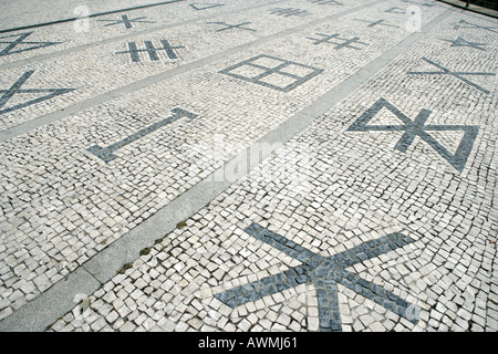 Fischer Unterzeichnung Markierungen an einem Platz in Povoa de Varzim, Portugal. Stockfoto