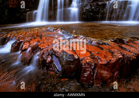 Jasper Flussbett, Quebrada de Jaspe, Bolívar, Gran Sabana, Venezuela, Südamerika Stockfoto