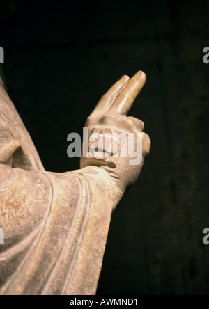 Statue, Hand mit zwei Fingern Geste, close-up Stockfoto