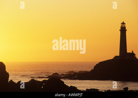 Kalifornien San Mateo County Pigeon Point Lighthouse Pazifischen Ozean Sonnenuntergang Stockfoto