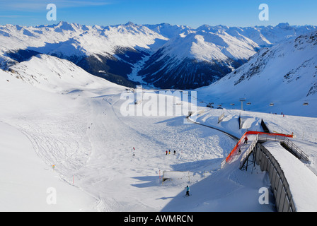 Blick von der Spitze der Parsenn - Davos, Kanton Graubündens, der Schweiz, Europa. Stockfoto