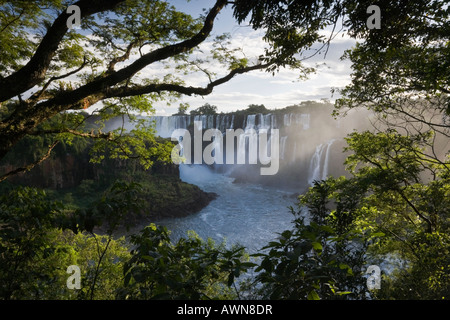 Sanfte Streaming-Licht auf die atemberaubenden Iguazu fällt von Argentinien, Brasilien und Paraguay Stockfoto