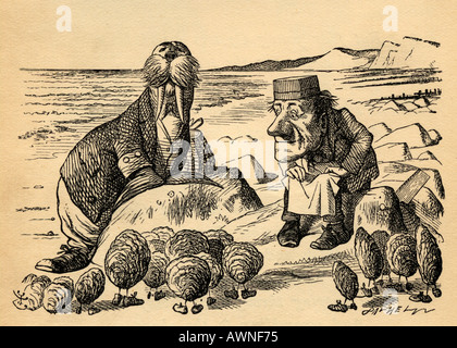 Das Walross und der Tischler. Abbildung von Sir John Tenniel. Ab Durch den Spiegel und was Alice dort fand Stockfoto