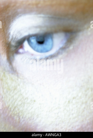 Frau Blau Auge, Nahaufnahme, verschwommen. Stockfoto