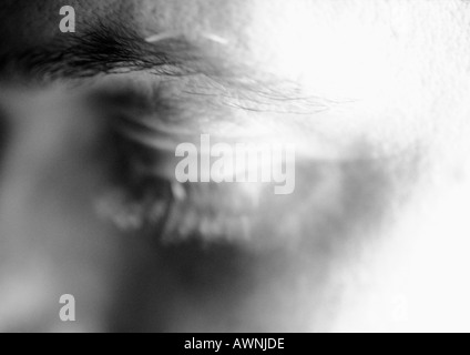 Des Menschen Auge, verschwommen, close-up, b&w Stockfoto