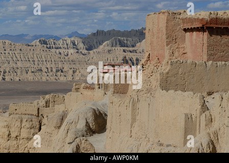 Sutley River Canyon und Blick auf die Tsaparang Festungsruinen, Zentrum des antiken Guge Königreich, Provinz Ngari, Westtibet Stockfoto