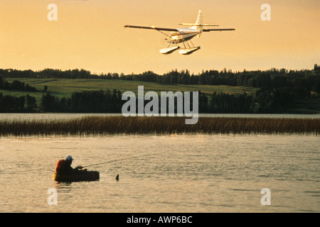 Fischer und Wasserflugzeug Stockfoto