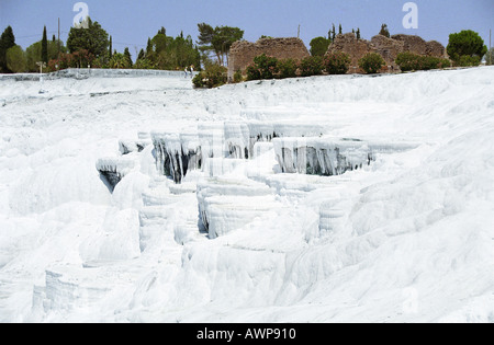 Pamukkale Türkei Efes kalkhaltigen Cleopatra Quelle Quelle Kanal Urlaub Resort Spa Gesundheit Kalk Thermalwasser kalkhaltigen unter Stockfoto