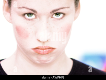 Junge Frau Gesicht, tragen Make-up, Nahaufnahme, Porträt Stockfoto