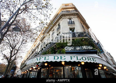 Cafe de Flore, Quartier Saint-Germain-des-Prés, Paris, Frankreich, Europa Stockfoto