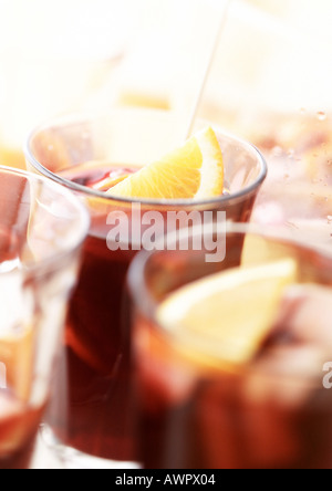 Gläser Sangria, Nahaufnahme Stockfoto