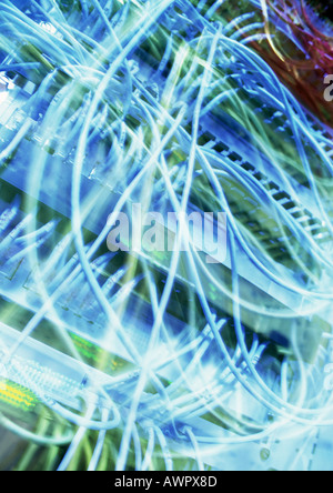 Computer-Verkabelung, verschwommen, close-up Stockfoto