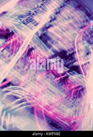 Computer-Verkabelung, verschwommen, close-up Stockfoto