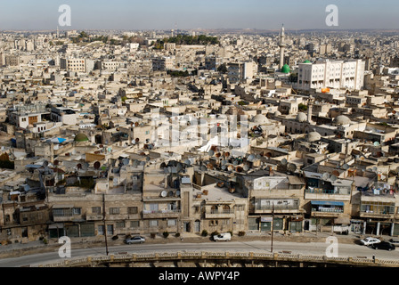 Blick von der Zitadelle über Aleppo, Syrien Stockfoto