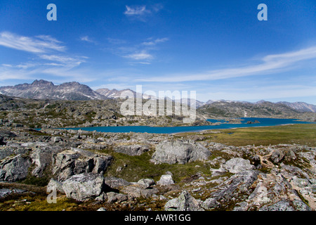 Berglandschaft und Crater Lake, weite, Chilkoot Trail, British Columbia, Kanada Stockfoto